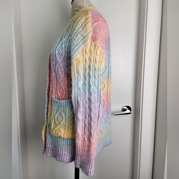 Ombre Pastel Knit Cardigan Rainbow Sweater - Picture 8 of 9